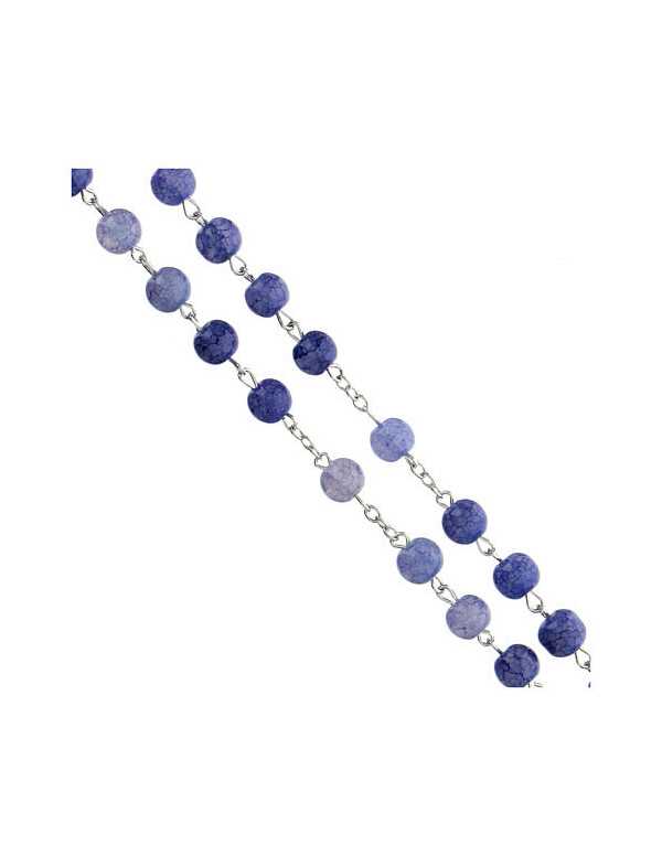 Chapelet en verre bleu violacé
