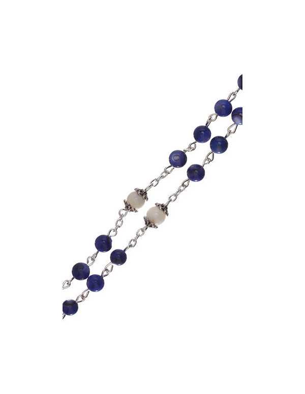 Chapelet en perles d'eau douce bleues
