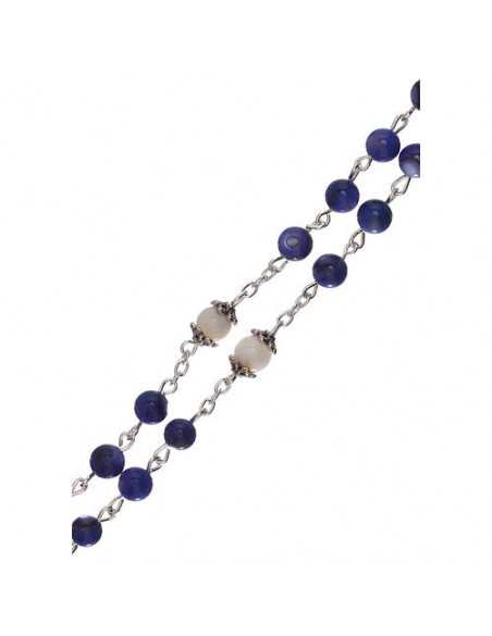 Chapelet en perles d'eau douce bleues