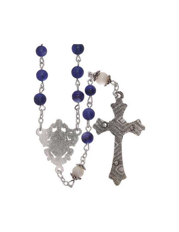 Chapelet en perles d'eau douce bleues