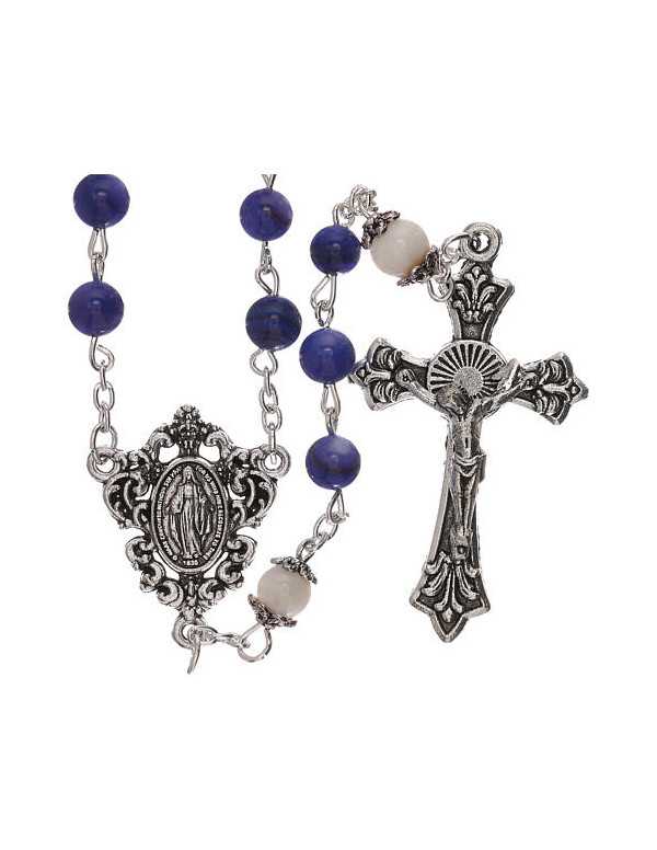 Chapelet en perles d'eau douce bleues