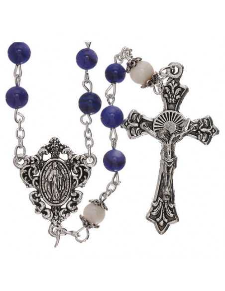 Chapelet en perles d'eau douce bleues