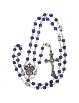 Chapelet en perles d'eau douce bleues 2