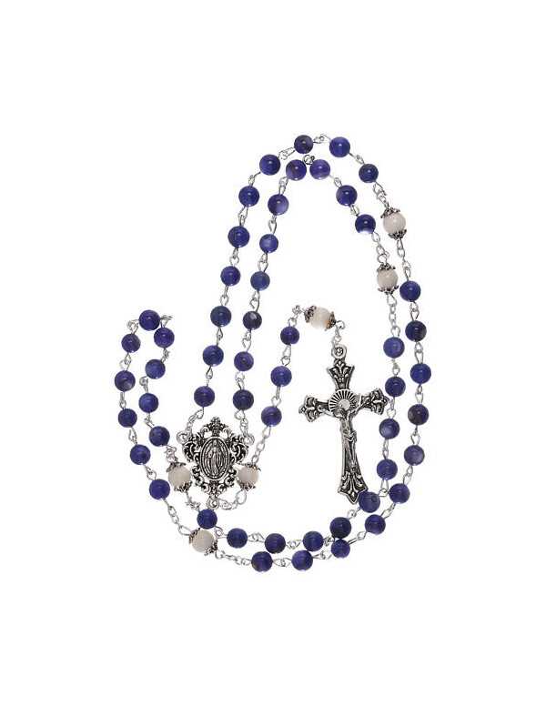 Chapelet en perles d'eau douce bleues