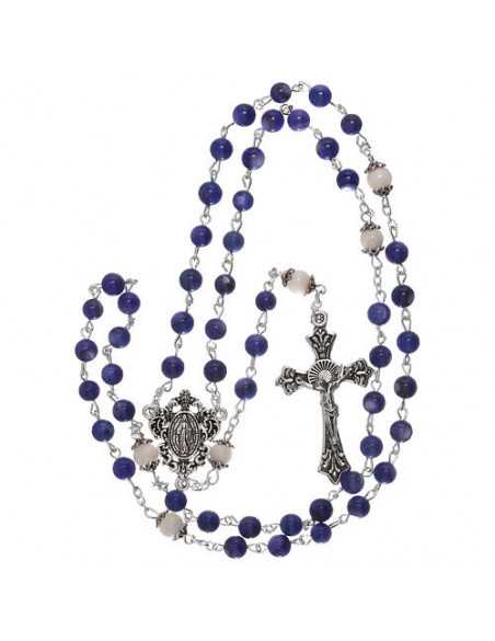 Chapelet en perles d'eau douce bleues