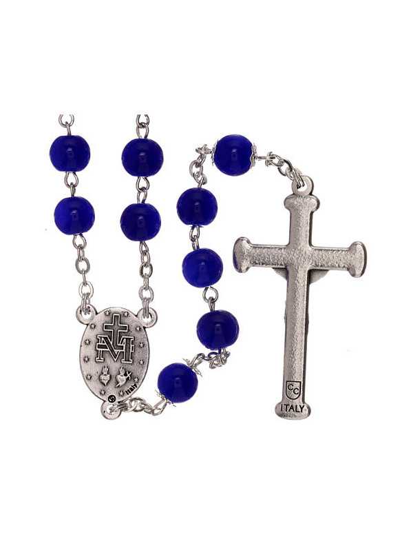 Chapelet en verre bleu