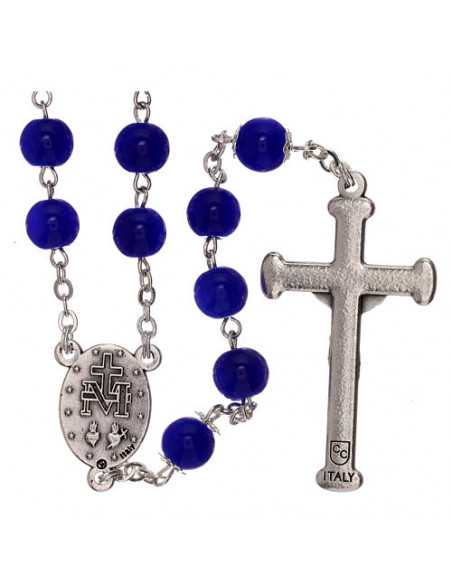 Chapelet en verre bleu