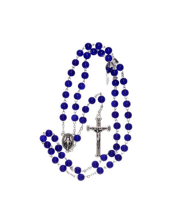 Chapelet en verre bleu
