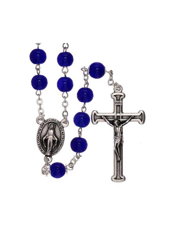Chapelet en verre bleu