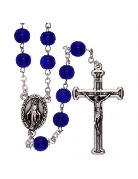 Chapelet en verre bleu