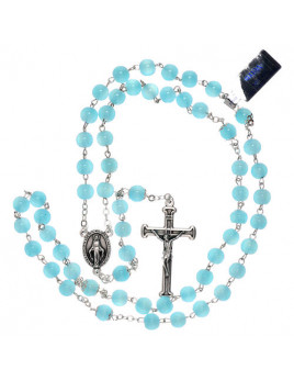 Chapelet en verre bleu turquoise 2