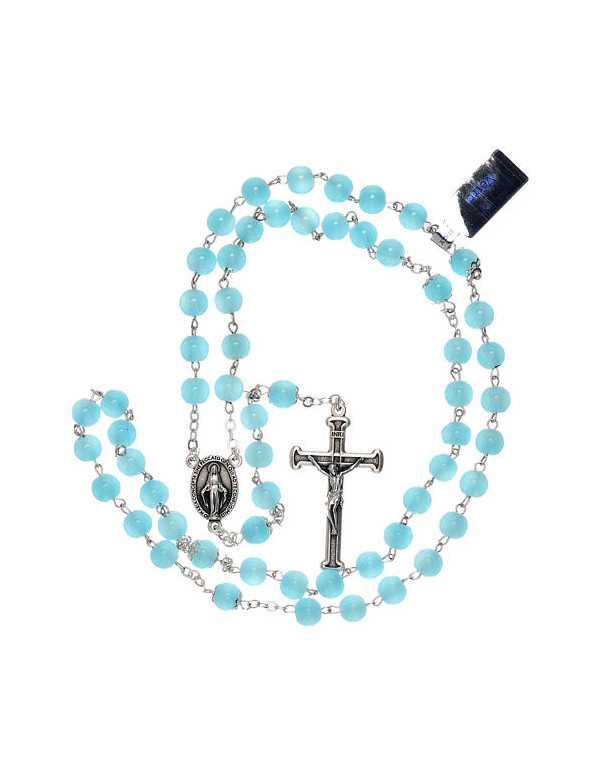 Chapelet en verre bleu turquoise