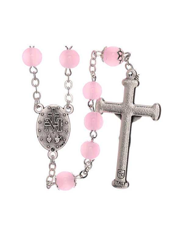 Chapelet en verre rose