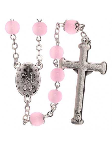 Chapelet en verre rose