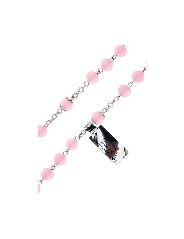 Chapelet en verre rose