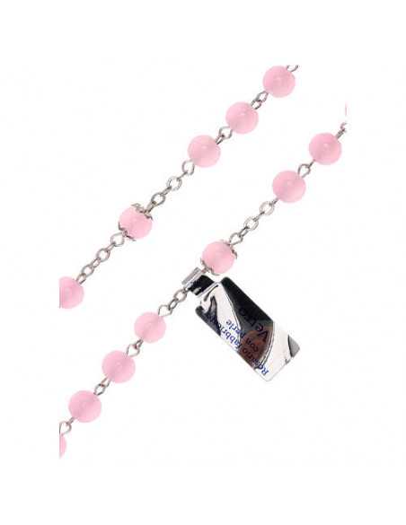Chapelet en verre rose