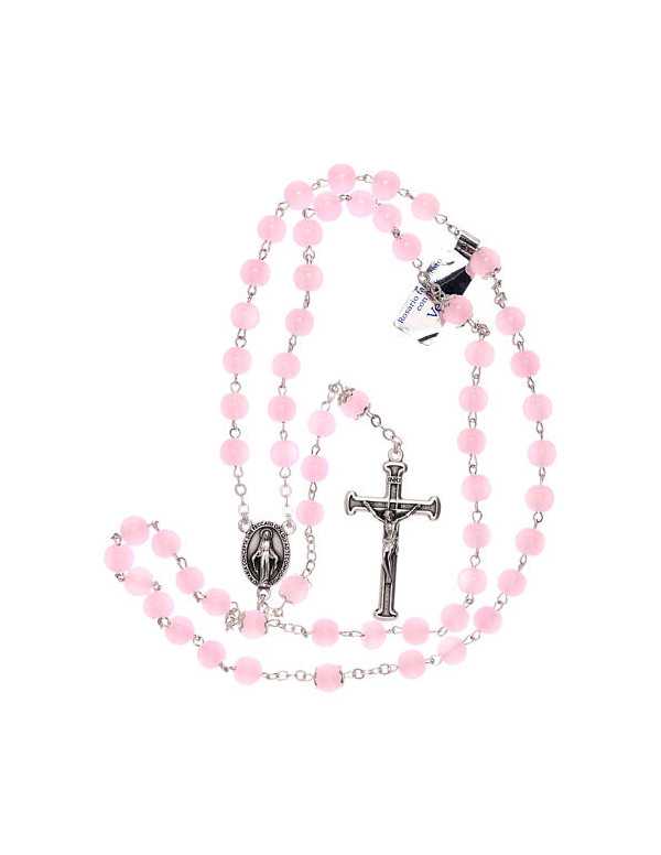 Chapelet en verre rose