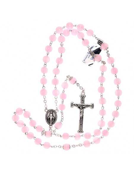 Chapelet en verre rose