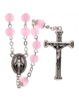 Chapelet en verre rose
