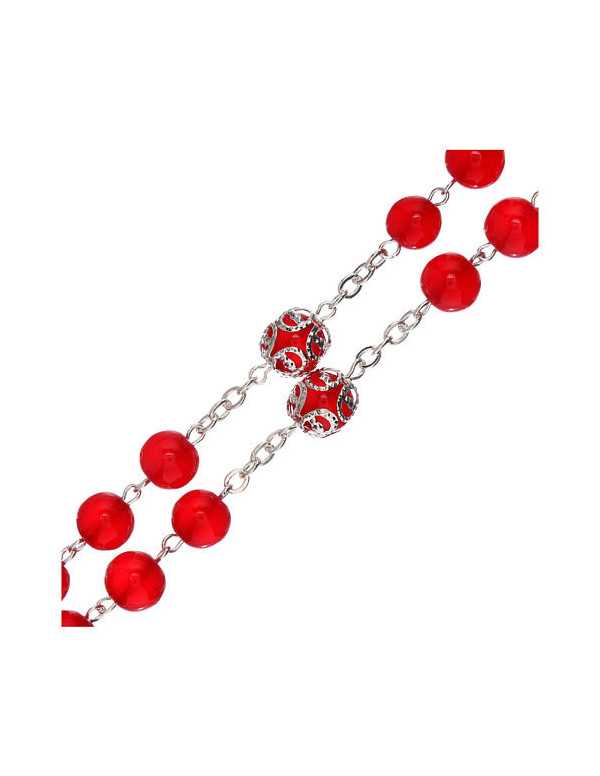 Chapelet en verre rouge