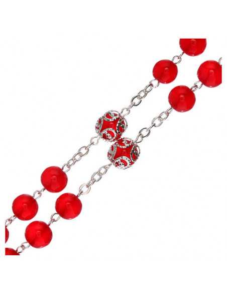 Chapelet en verre rouge