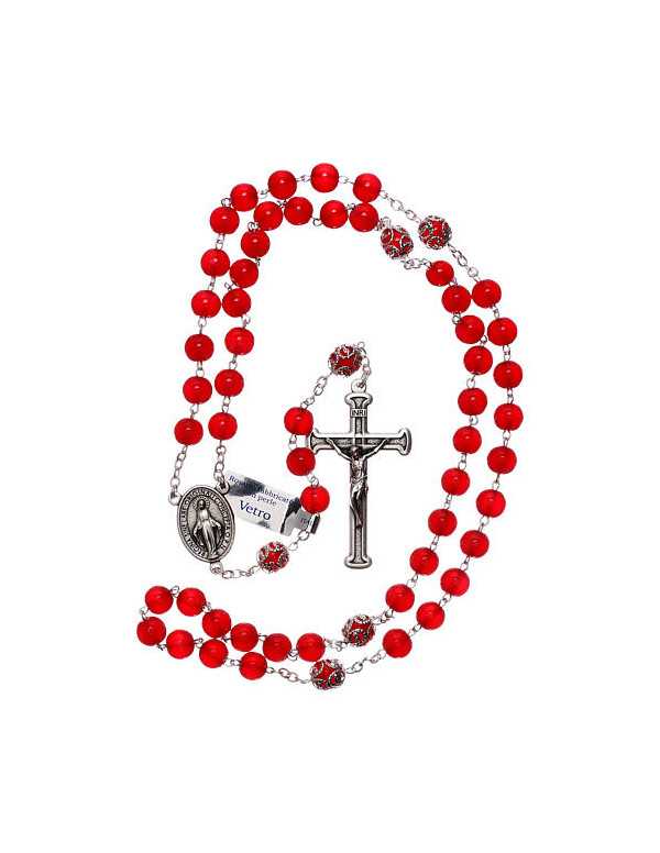 Chapelet en verre rouge