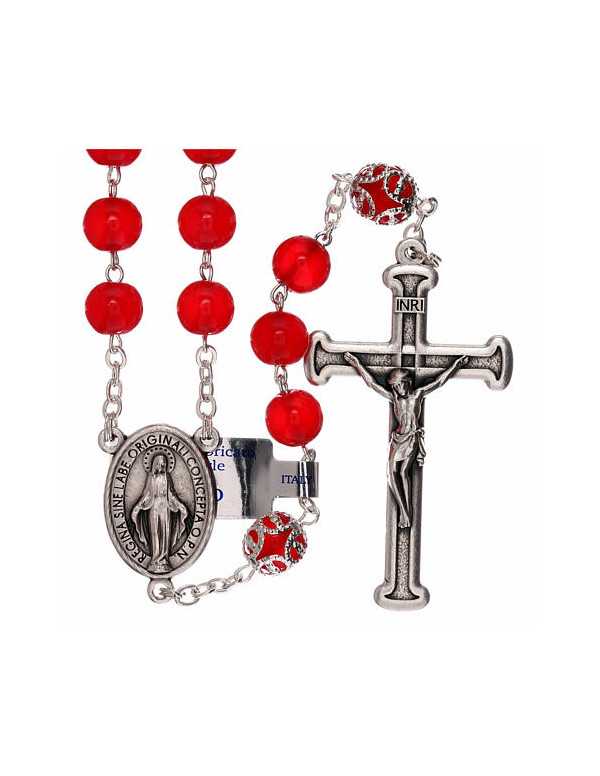 Chapelet en verre rouge