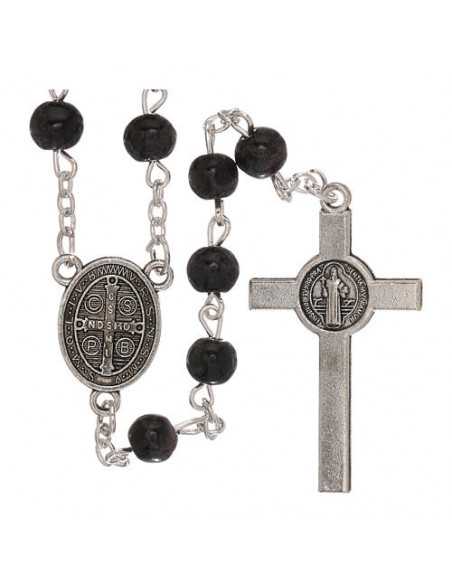 Chapelet Saint Benoît en verre noir