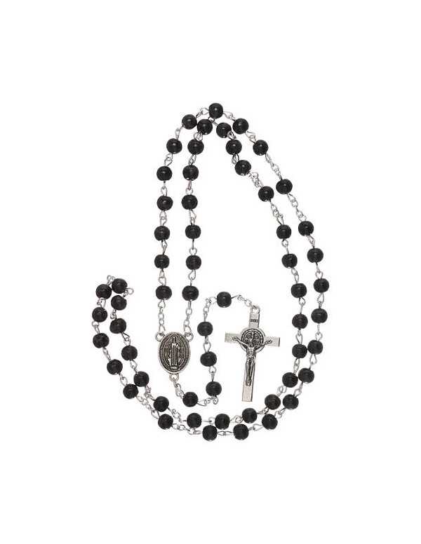 Chapelet Saint Benoît en verre noir