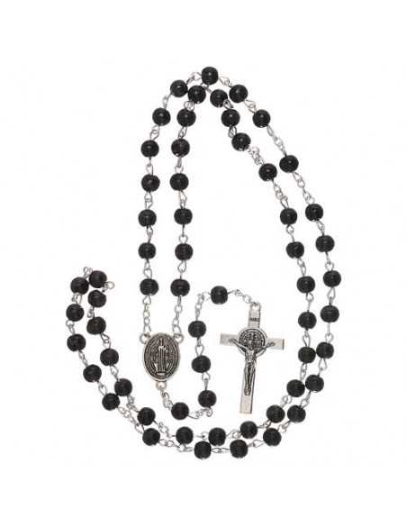 Chapelet Saint Benoît en verre noir
