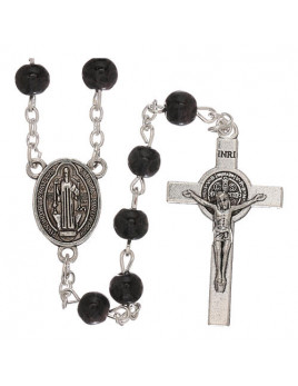 Chapelet en verre noir Saint Benoît