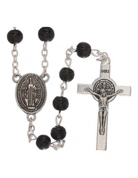Chapelet en verre noir Saint Benoît