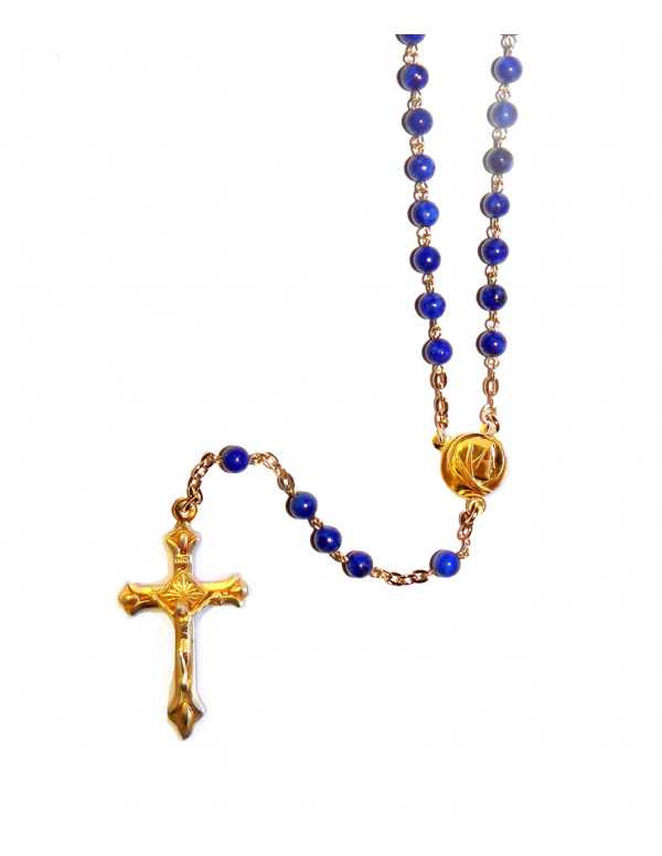 Chapelet verre lapis-lazuli