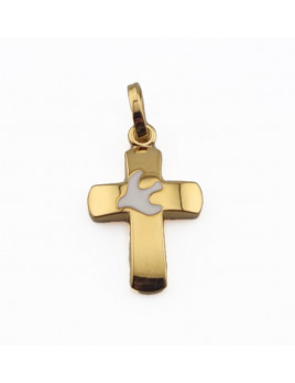 Très jolie croix avec la Colombe blanche en plaqué or 2