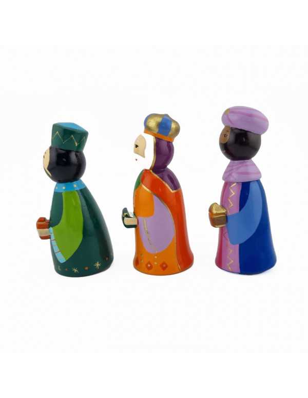 Crèche en bois tourné - 3 Rois mages