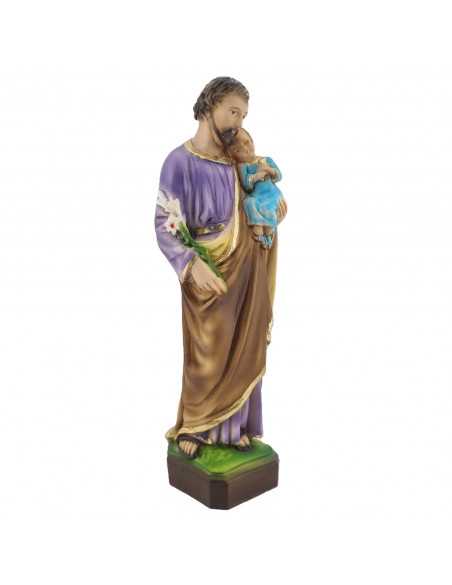 Statue de Saint Joseph avec l'Enfant-Jésus - En résine couleur