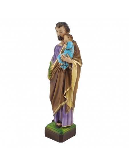 Statue of Saint Joseph with the Infant Jesus - in coloured resin