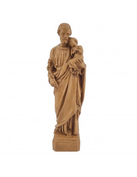Jolie statue de saint Joseph portant l'Enfant-Jésus en résine ton bois