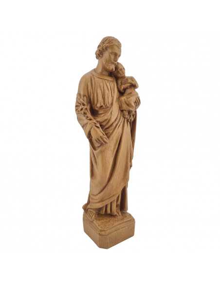 Statue of Saint Joseph with the Infant Jesus - in wood tone resin - 24 cm