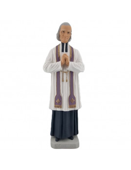 Statue du saint Curé d'Ars en pierreline polychrome