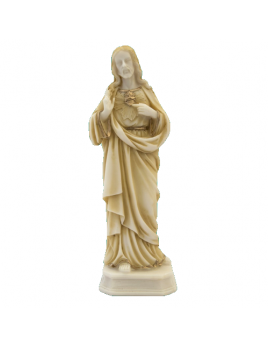 Statue du Sacré-Cœur en albâtre coloré beige et or