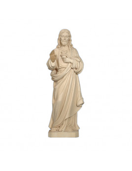 Petite statue du Sacré-Cœur en bois naturel de 6 cm