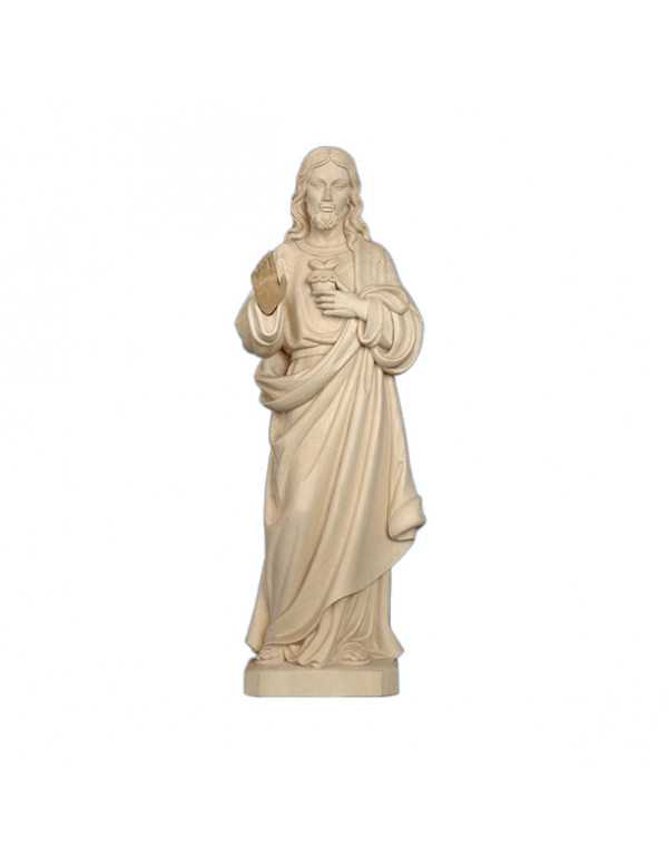 Petite statue du Sacré-Cœur en bois naturel de 6 cm