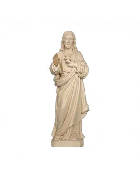 Petite statue du Sacré-Cœur en bois naturel de 6 cm