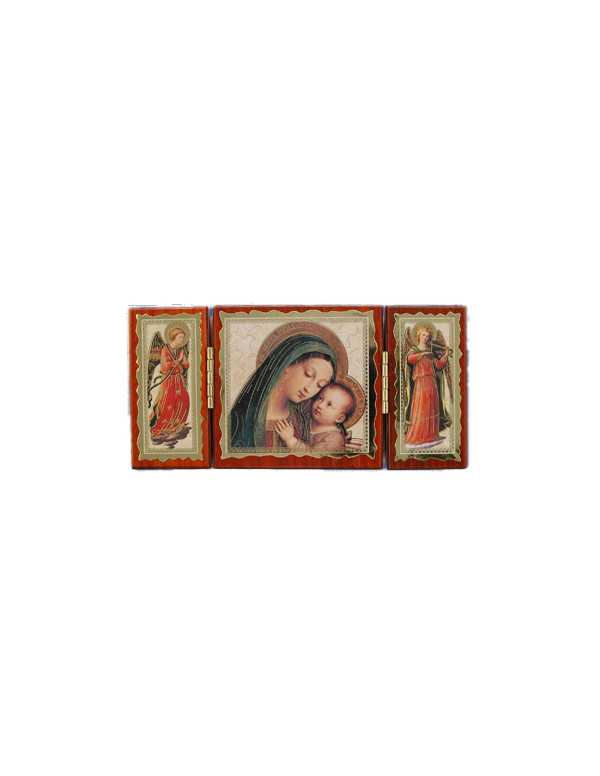 Triptyque de la Vierge et l'Enfant - bois padouk