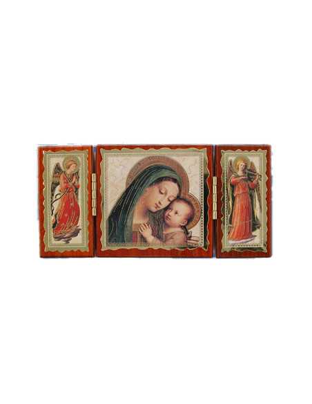 Triptyque de la Vierge et l'Enfant - bois padouk