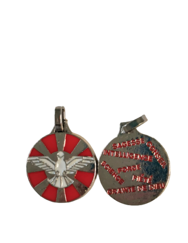 Médaille du Saint-Esprit et des sept dons en métal argenté émaillé 20 mm