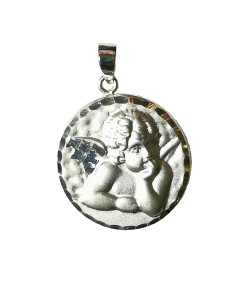 Médaille 18 mm en argent 925 d'un ange
