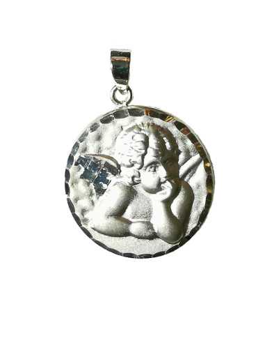 Médaille 18 mm en argent 925 d'un ange