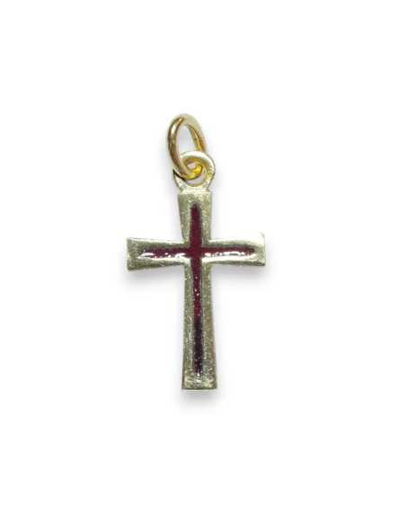 Pendentif croix en bronze émaillé